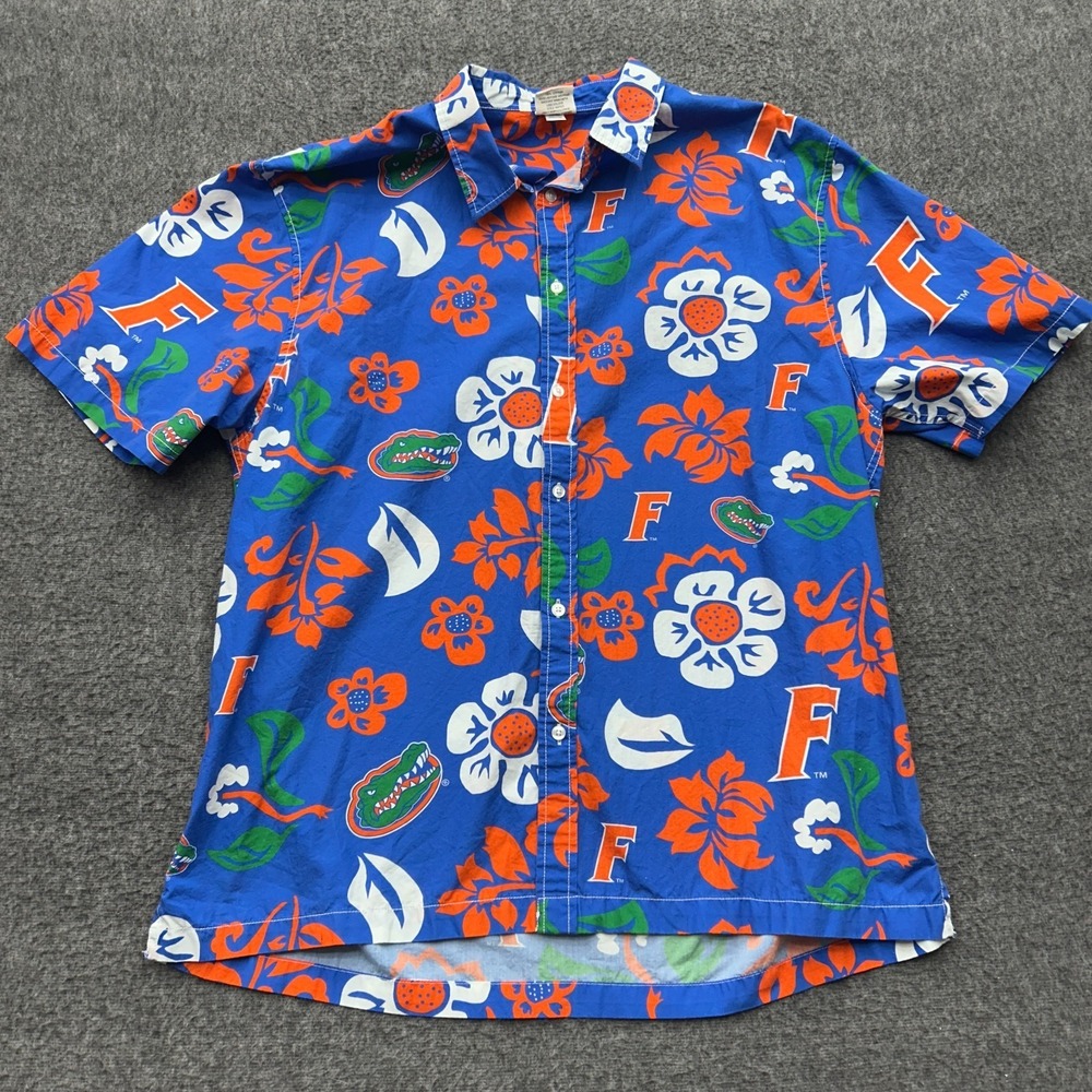 Florida Gators Shirt Men XXL Wes And Willy Hawaiian Aloha All Over Cotton